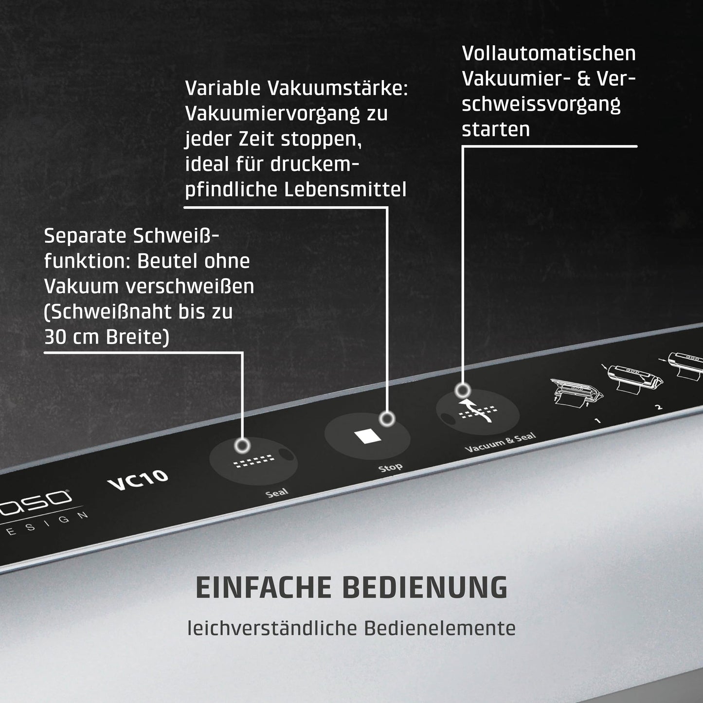 CASO VC10 Vakuumiergerät – 30 cm Schweißnaht, 10 Vakuumbeutel